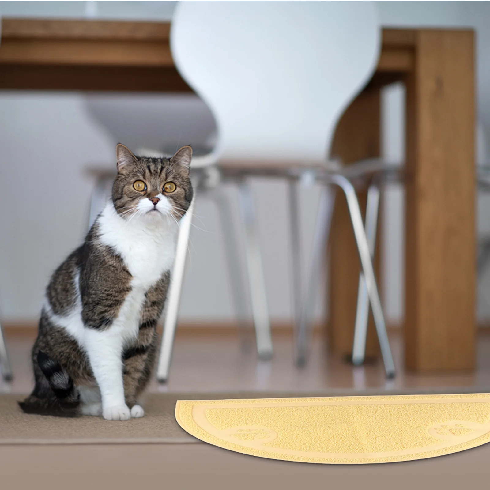 

Semicircular Cat Litter Pad Non-Slip Backing Chic Design Pet Food Placemat Waterproof Cat Litter Pad Food Feeding Mat