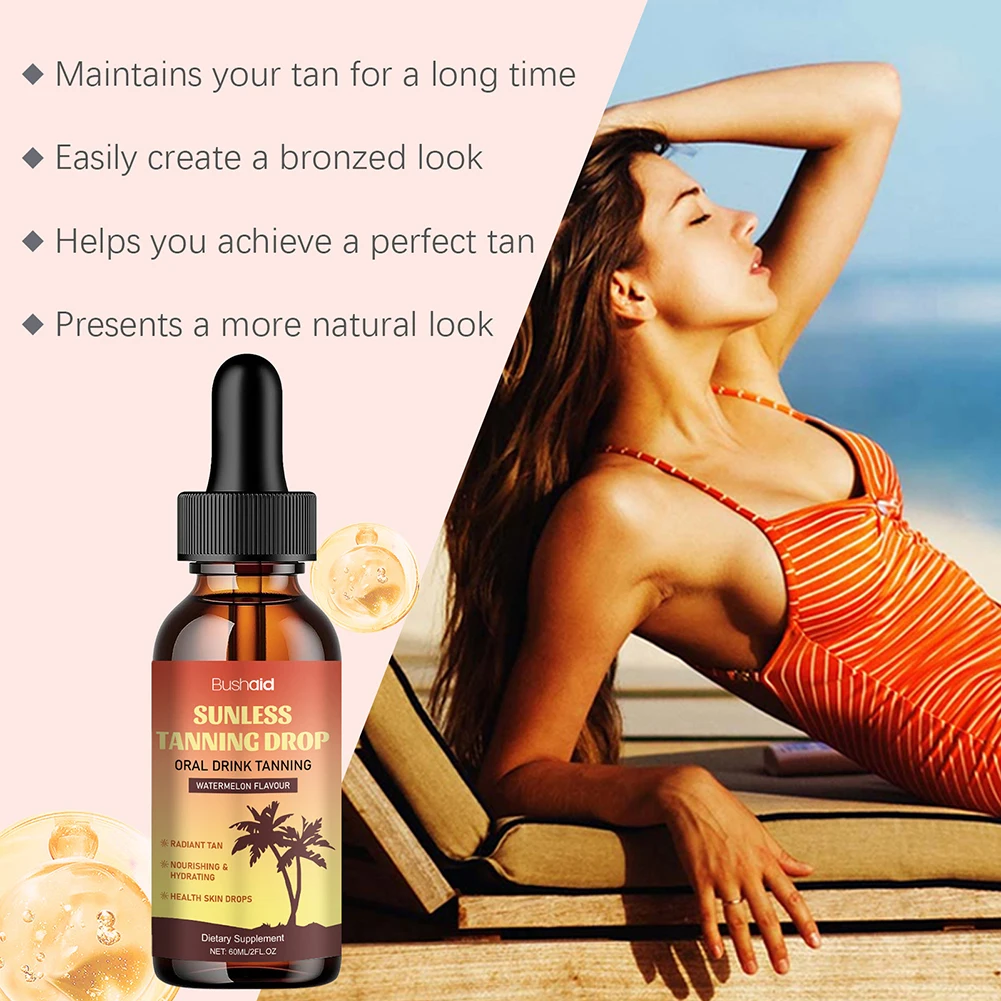 60ml Oral Drinkable Sunless Tanning Drops Self-Tan Drinking Drops Nourishing Self Tanner Nourishing Self Tanner Drops