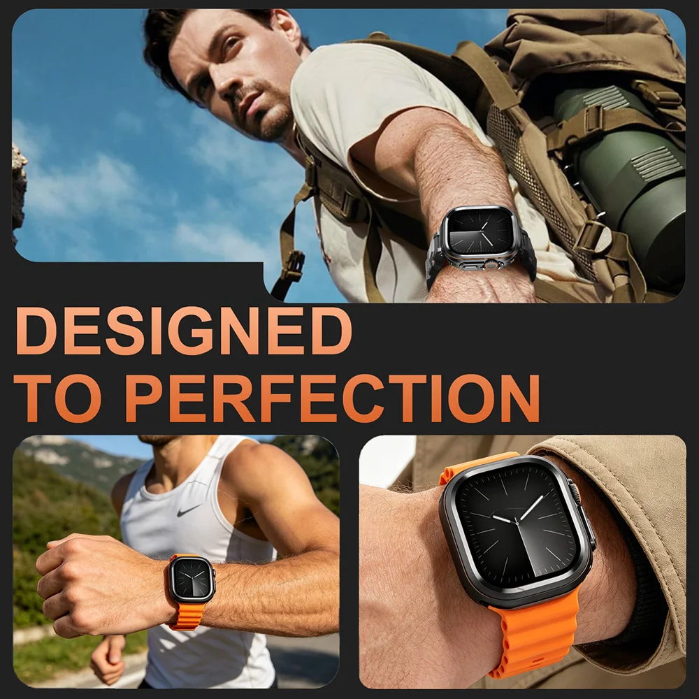 Halo Style Case for Apple Watch Ultra 2 3 49mm Metal Alloy Cover Hard Bumper for IWatch Ultra Full Protector Natural Black Color image 4