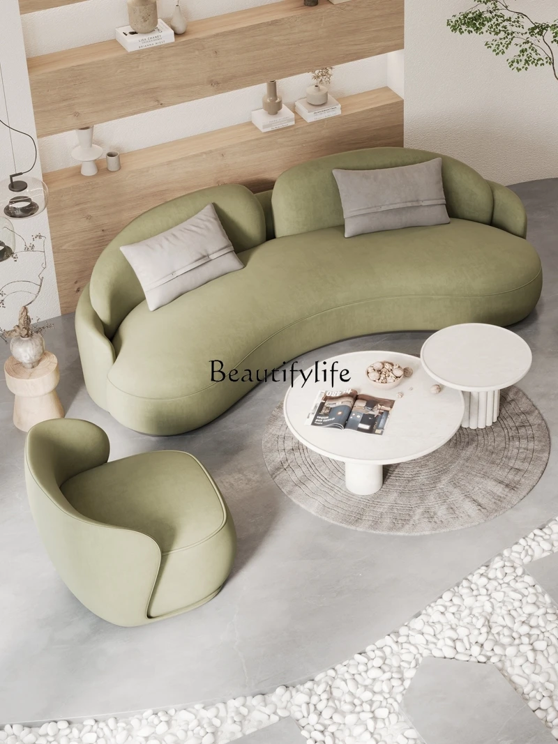 Cream Beauty Salon Reception and Negotiation Clothing Store Leisure Area Fabric Small Apartment Sofa