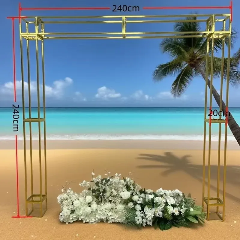 1 glänzender, vergoldeter Eisenrahmen, quadratischer Paravent, Hochzeitshintergrundrahmen, dekorativer Blumenständer, Bühnenausstattung für Veranstaltungen – Detail 13