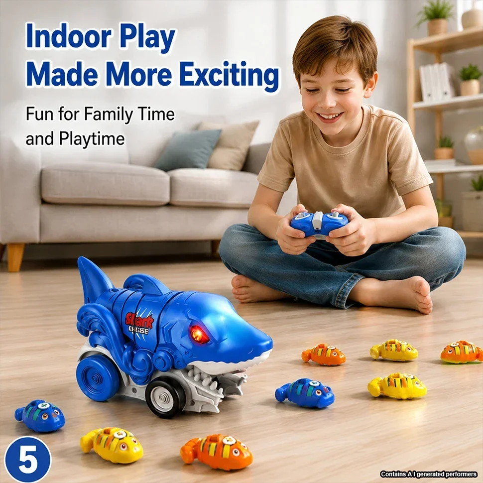 Shark Car Swallowing Magnetic Greedy Eating Bean Electric Toys Interactive Game Dual Player Eating Educational Toy Xmas Gifts