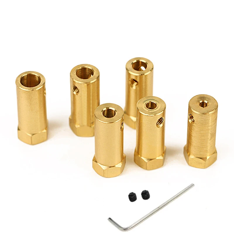 Hex Brass Shaft Coupling Bore 3/4/5/6/7/8mm Length:30mm Motor Connector for Car Wheels Tires RC Car DC Motor DIY Robot