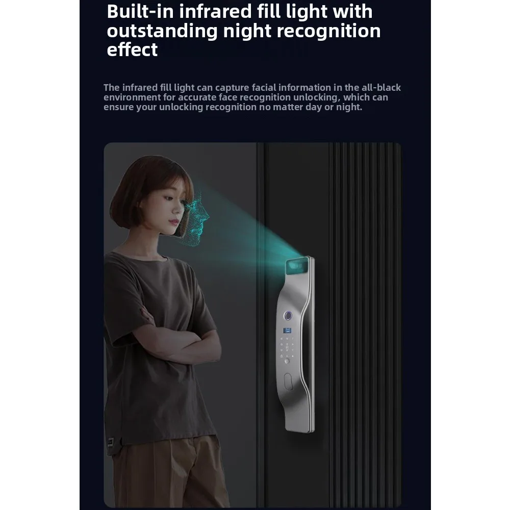 2025 NUOVA serratura intelligente Wave-Streamlined con scansione facciale veloce, ID trucco/vestito AI, videocitofono remoto Serratura elettronica