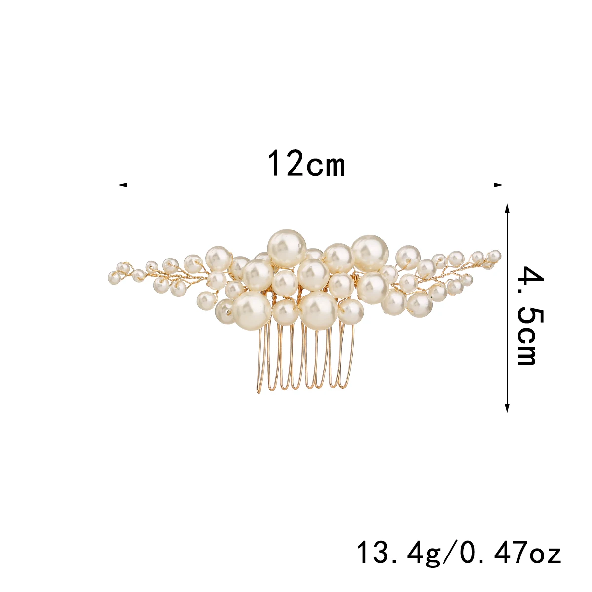 مشط شعر أنيق لؤلؤ للزفاف ، قطعة مشط جانبي للعرائس ، زخرفة ذهبية للنساء والفتيات