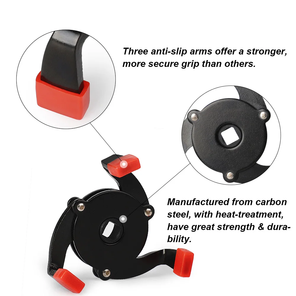 Outil universel de retrait de filtre à huile à 3 mâchoires, de haute qualité, Interface d\'outils spéciaux, clé de filtre à huile pour voitures