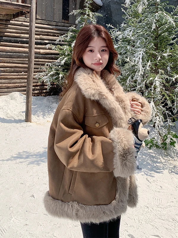 ラムファージャケット女性用オートスティーンドウォームインナーフェイスレザーとファー一体型秋冬新作小さいサイズ