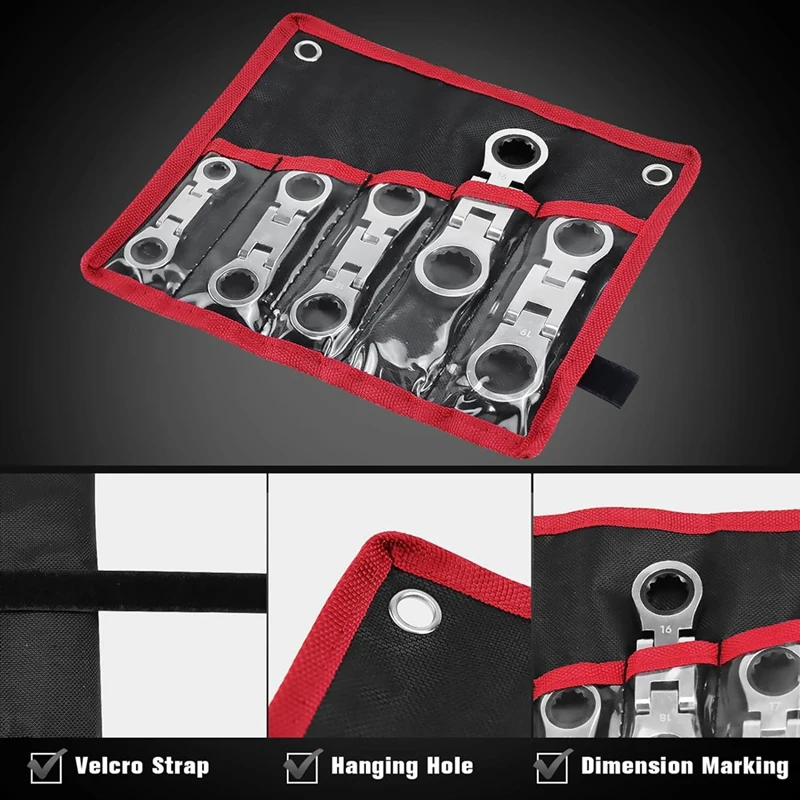 Imagem -03 - Flex-cabeça Stubby Ratcheting Combinação Wrench Grupo Mini Wrench Grupo Double Box End Flex-head Mini Spanner Pcs