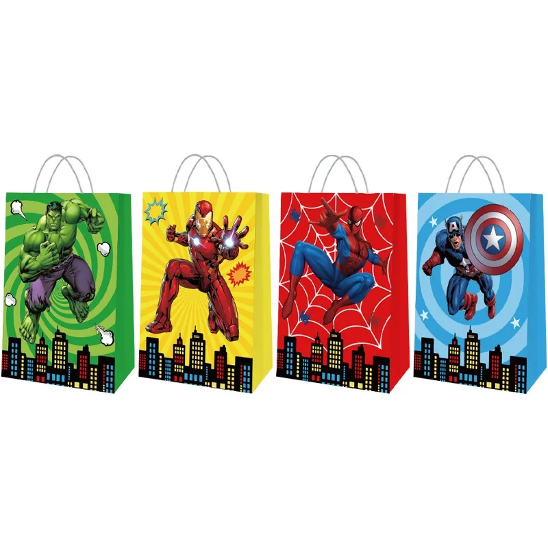 12 قطعة من حقيبة الورق الكرتونية الجديدة ذات طابع مارفل للأولاد والبنات وحقيبة يد لحفلات أعياد الميلاد والمهرجانات