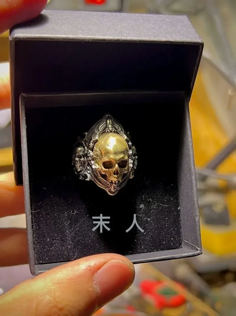 Moren Independent Design Retro Curly Grass Dark Gothic Skull Ring Unisex