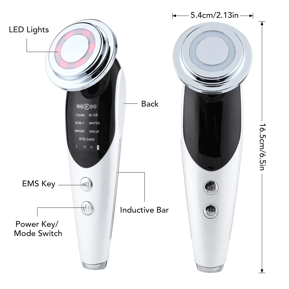 Masajeador Facial 7 en 1, calefacción EMS, luces LED con vibración RF, elevación de ojos y piel, limpieza, estiramiento, cuidado de la piel, dispositivo de belleza