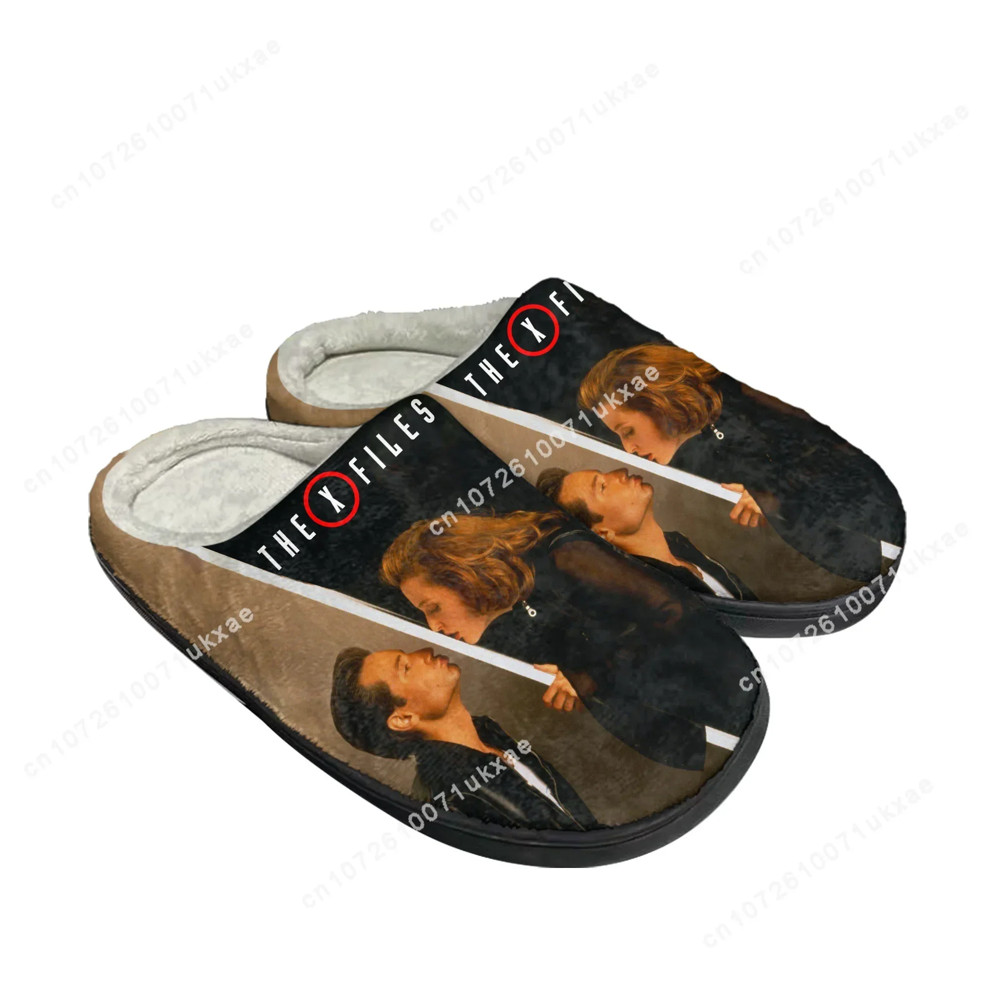 The X Files Home Chinelos de algodão das mulheres dos homens de pelúcia quarto casual manter sapatos quentes chinelo interno térmico personalizado sapato DIY