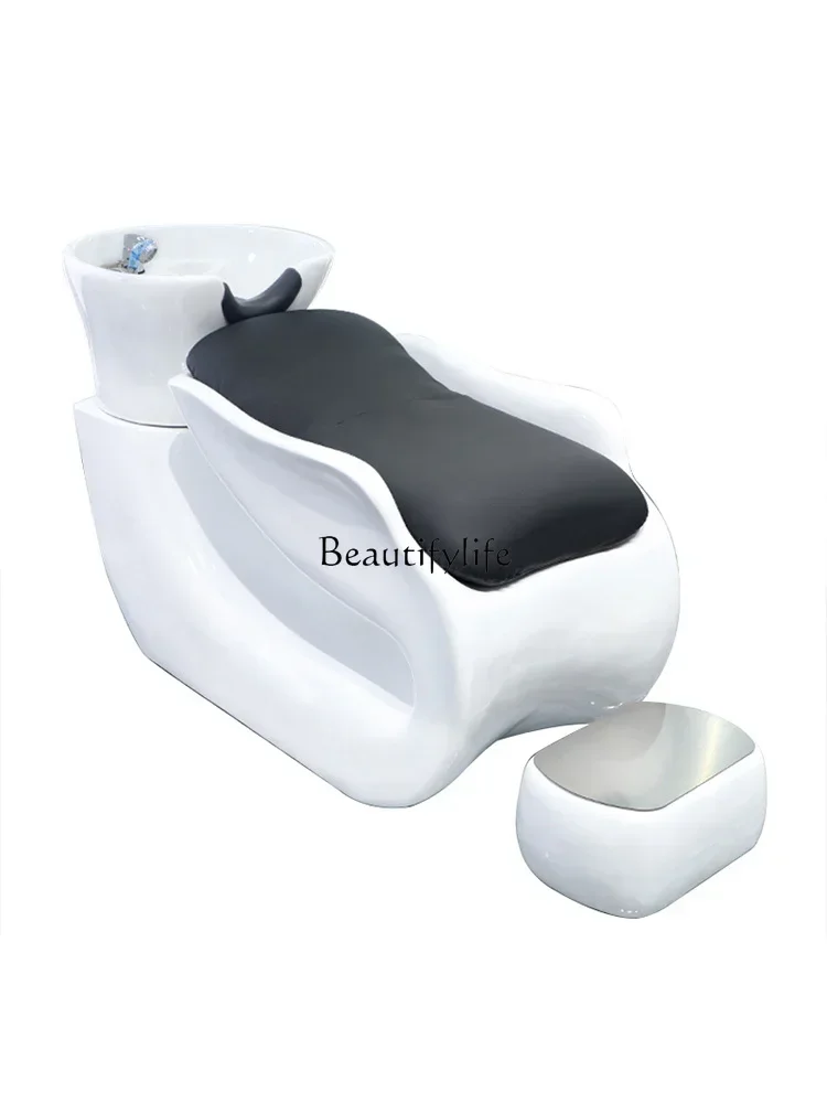 

Hair Salon Half-Lying Ceramic Basin Shampoo Bed Frp Flushing Bed