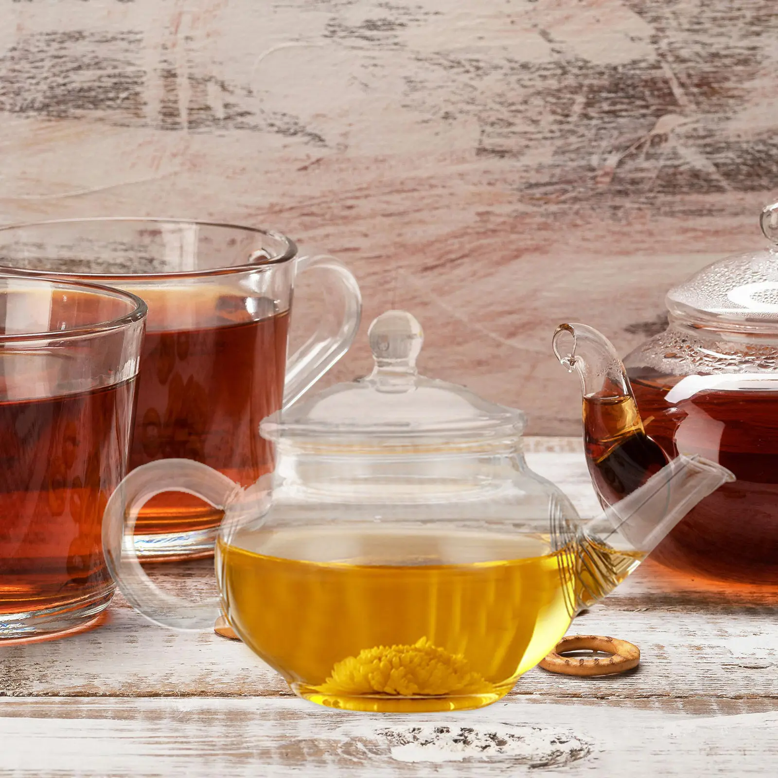 

Transparent Glass Teapot for Loose Leaf Tea High Heat Resistant Direct Heating Modern Elegant Design Small Capacity Household