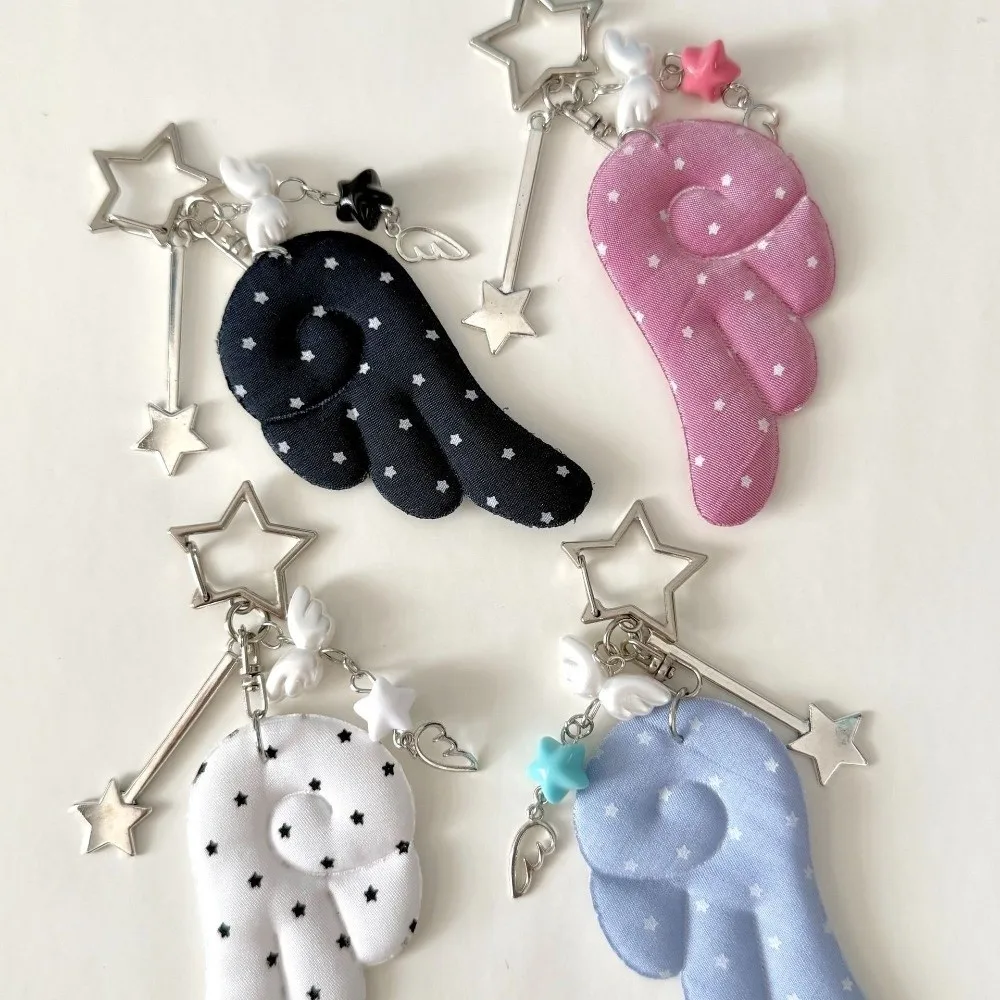 Decoration Y2K Stars Wings Keychain Bag Hanging Black and White Angel Wings Keyring Angel Decoration Angel Wing Bag Pendant Gift