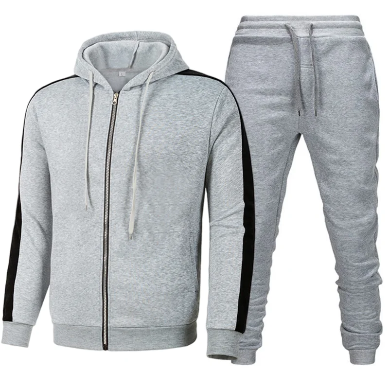 Men Casual Tracksuit Zipper Hoodies Top And Sweatpants 2pcs Set 2024 Male Outdoor Jogging Jackets Clothes Sport Man Pants Suit