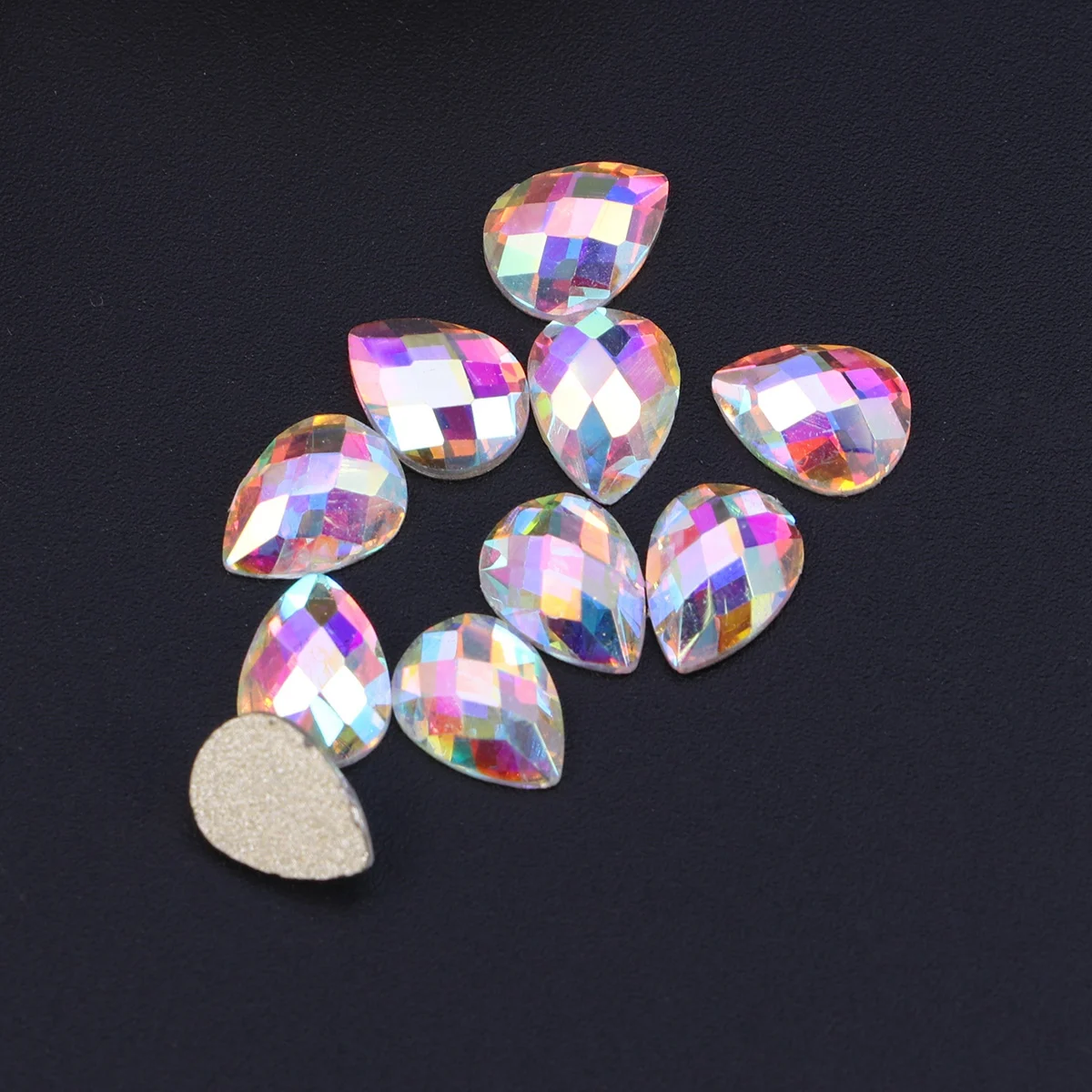 

10 Pcs Shiny Art Rhinestones Flat DIY Nail Decor Natural False Nails Polish Drill Home Salon Use