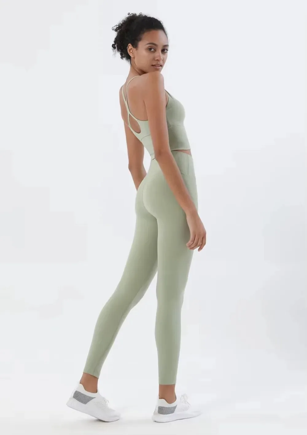 Damen Naked Feeling 2-teiliges Fitness-Set – nahtloser Sport-BH und Leggings mit hoher Taille, stoßfeste, atmungsaktive Fitness-Kleidung, S-XL – Detail 18