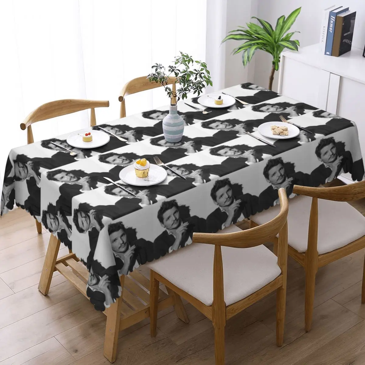 Pedro Pascal Sacred Heart Custom Rectangular Tablecloth Waterproof Table Cover for Dining Events Table Cloth