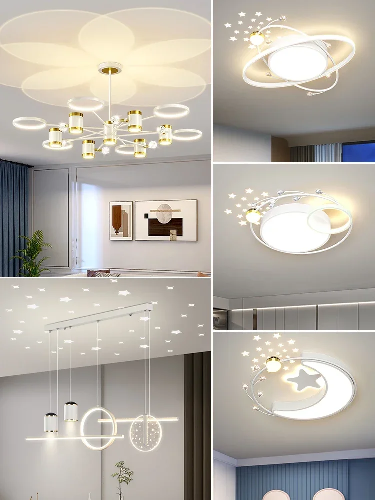 Living Room Chandelier 2023 New Modern Simple and Light Luxury Projection Lamp Creative Art Lamps Whole House Combination