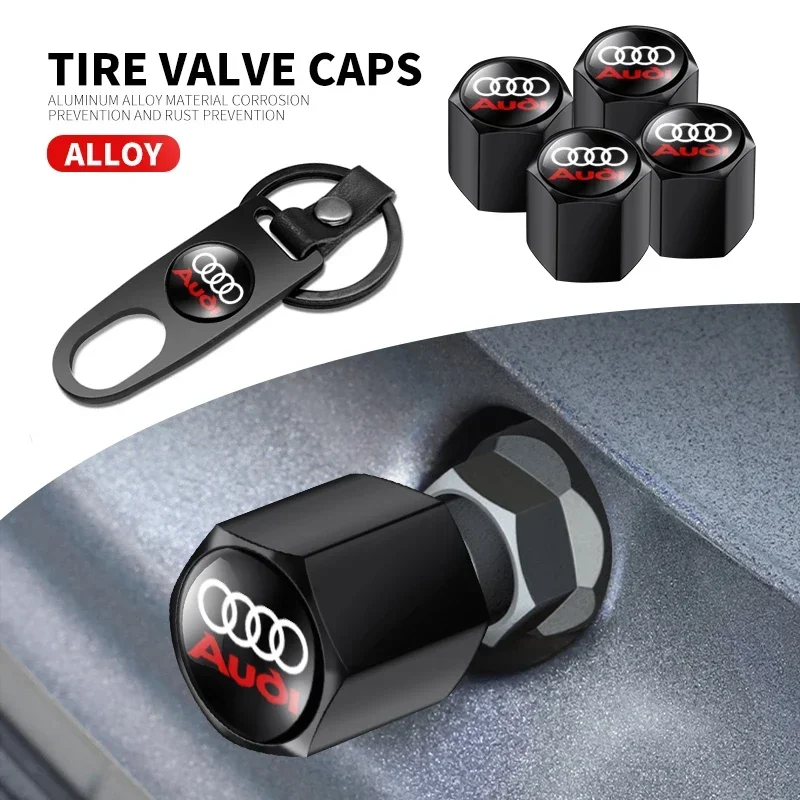 Car Keychain Keyring Tire Valve Cap Car Styling Accessories For Audi A3 A4 B8 8P 8V A6 C7 A5 Q5 B7 B6 SLINE Q3 Q6 Q7 S3 S4 S5
