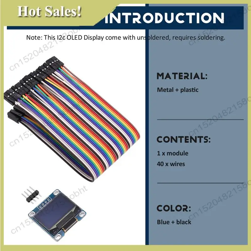 

-PQWN I2C OLED Display 0.96 Inch IIC Serial LCD LED Module SSD1306 128 64 For Arduino With 40 Pcs Dupont Wire
