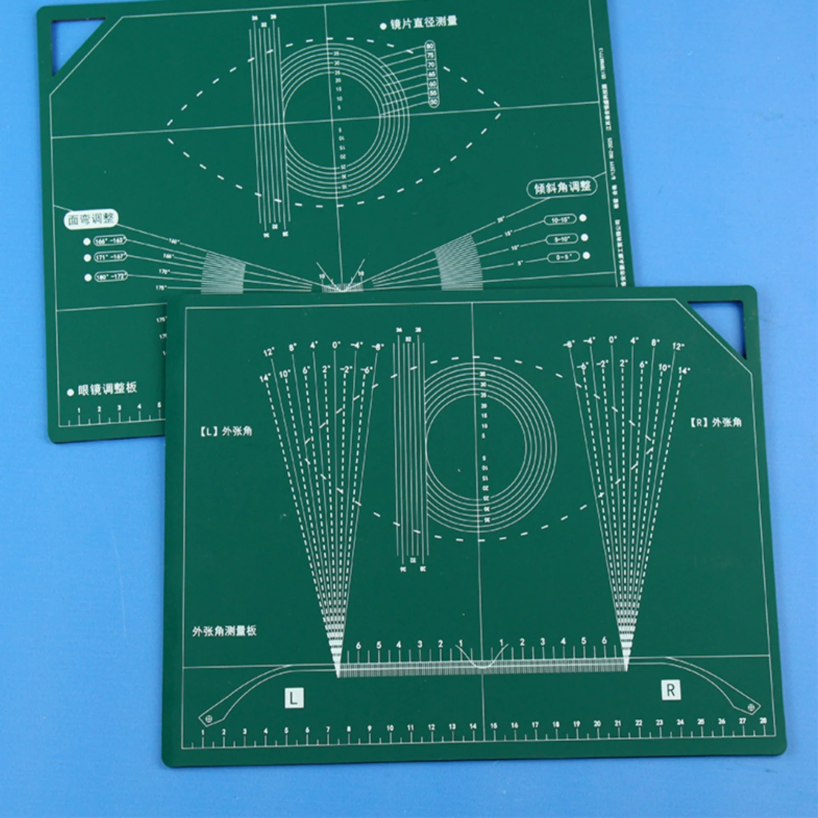 

Eyeglass Frame Adjustment Mat Angle Guides Glasses Repair Board Alignment Measurement Mat left/right Labels