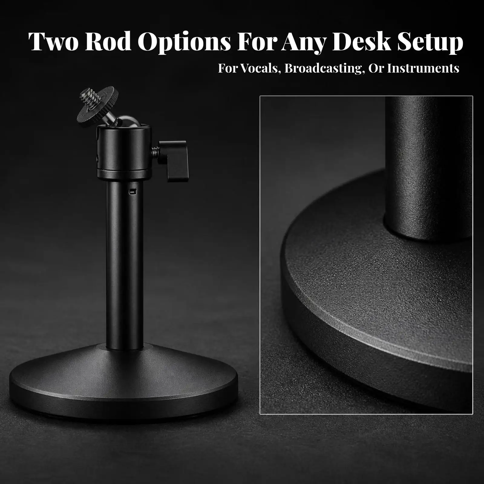 Metal Microphone Stand Base with 3/8 Connector Weighted Round Design for Live