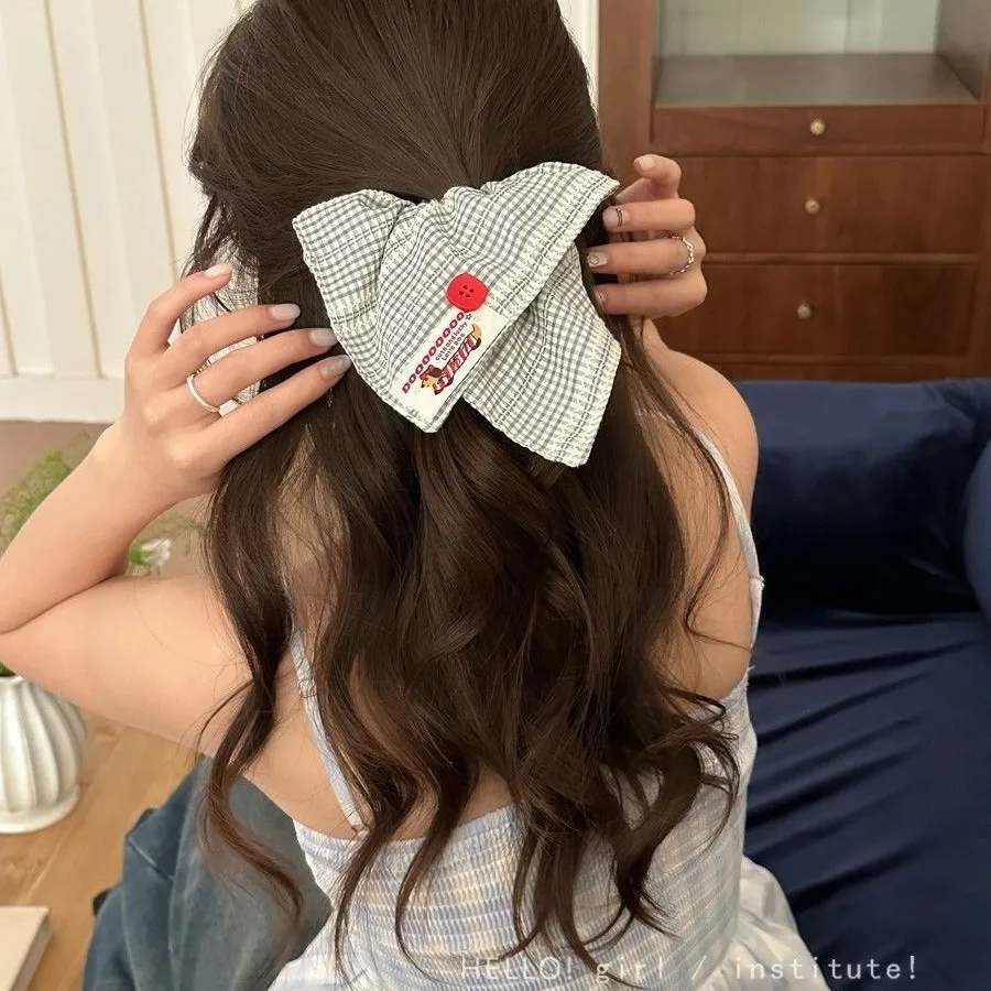 ColorfulCheckedHairRings RedButtonDecoratedAccessories YellowCheckedHairBand BlueAndWhiteCheckedHairLoop BrownAndRedCheckedHair