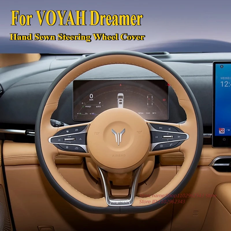 

DIY Hand Sewn Anti Slip Leather Steering Wheel Cover Wrap For VOYAH Dreamer Free 318 Zhiyin i-Land 2025 Car Interior Accessories