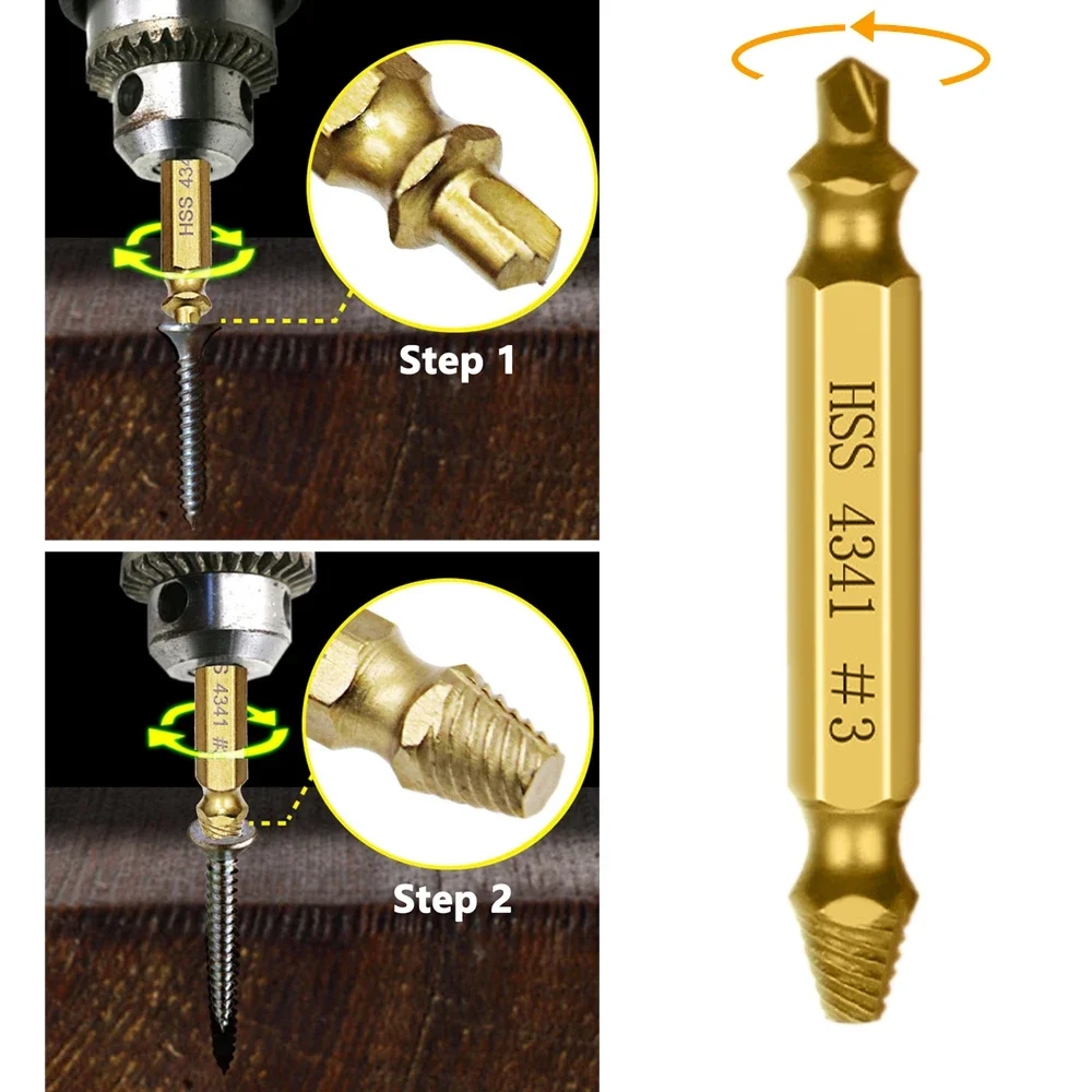 ชุดเครื่องมือถอนสกรูที่ชำรุด6ชิ้นชุดถอด Mata Bor HSS ที่ชำรุดถอดออกได้ง่ายเครื่องมือถอดออกได้ง่าย