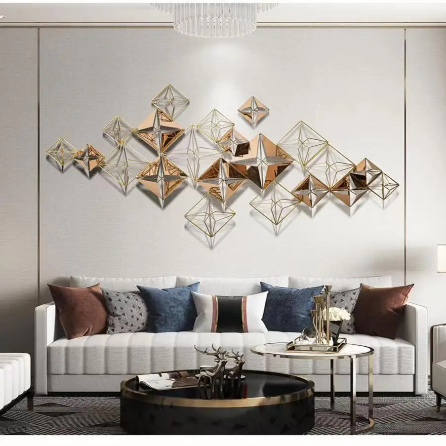 mc-154*78cm Nordic Metal Wall Art Home Decor Wall Pendant Iron Hanging Living Room Decor Luxury Home Accessories^