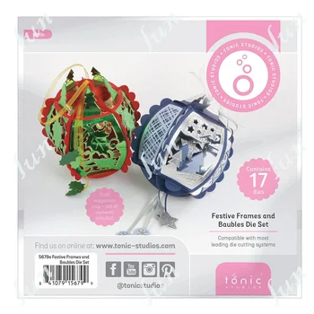 Festive Frames & Baubles Die Set 3D Christmas Decorative Metal Cutting Dies Handmade DIY Embossing Scrapbook Photo Album Craft