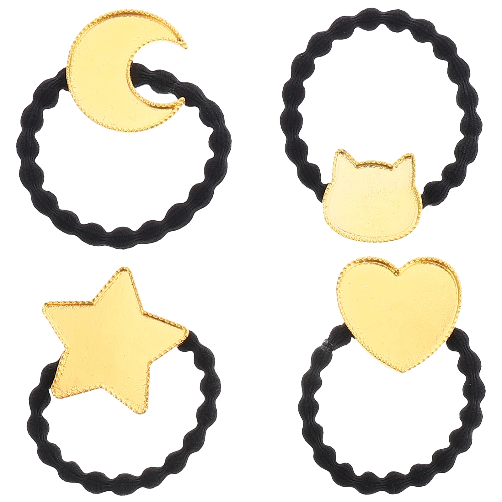 

4pcs Elastic Hair Rings Alloy Bezels Soft Durable Cord Ponytail Ties Star Shapes DIY Headdress Supplies Parent-child
