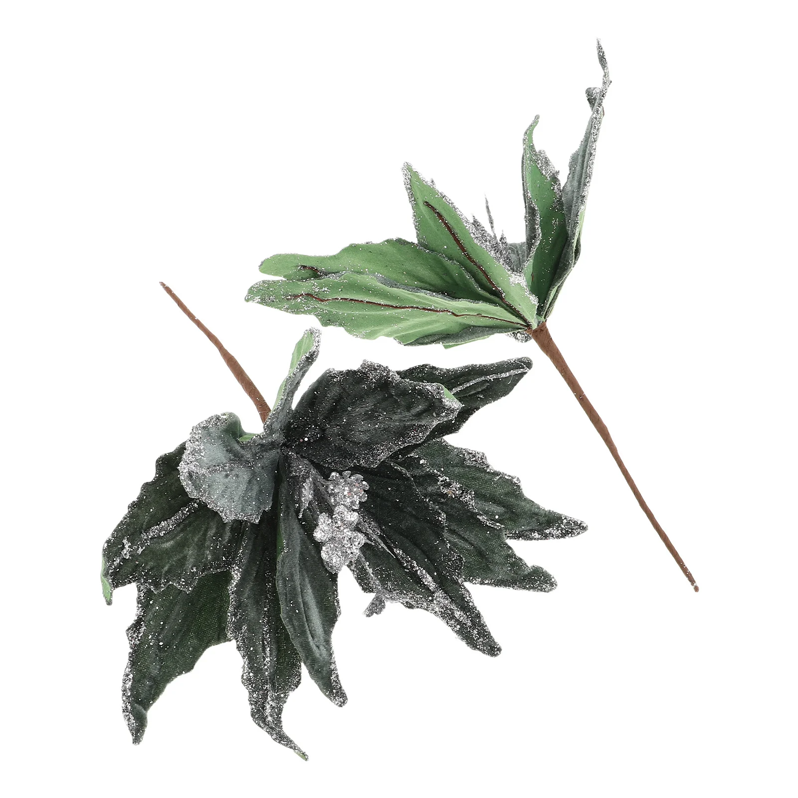 

2Pcs Glitter Artificial Poinsettia Flowers Christmas Decorations Holiday Tree Ornaments Festive Party Supplies