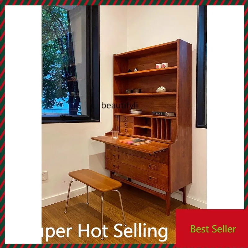 

K132 /Bookcase Nordic Retro MCM Sideboard Cabinet Rolling Door Storage Cabinet Replica Real Teak storage cabinet furniture