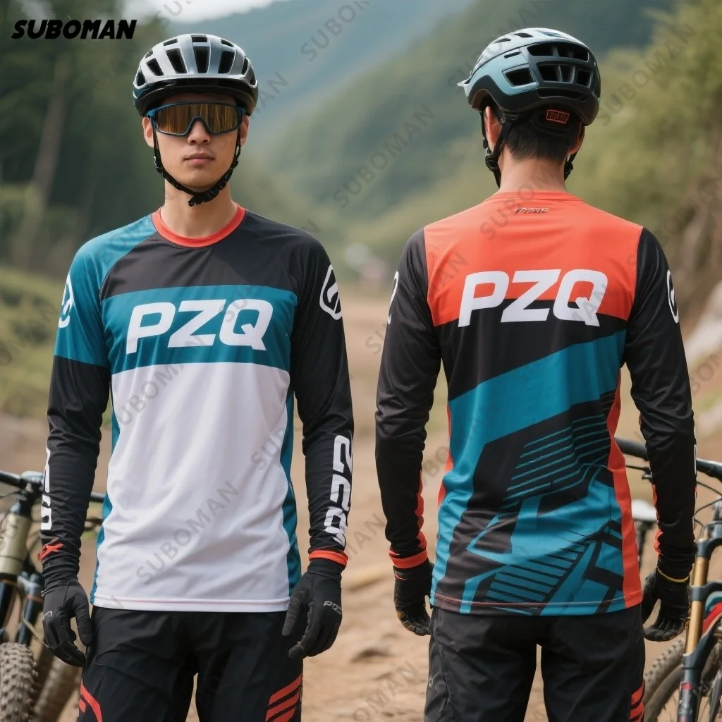 

Latest PZQ Motocross Long Sleeve Mountain Bike Downhill Jersey Off-Road Bicycle Racing Quick Dry Cycling Mtb Jersey T-Shirt Y2K