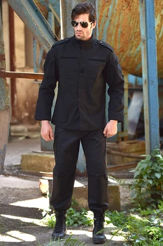 ACU Polis Dayanıklı Güvenlik Üniforma Taktik Askeri Takım Elbise Siyah Kamuflaj Ordu Eğitim Ceket ve Pantolon