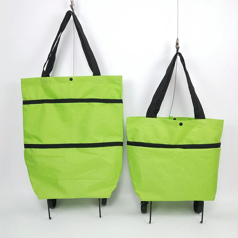 Folding Shopping Bag Portable Waterproof Tugboat Bag With Wheel Grocery Bag Large Capacity Supermarket Bag Handbag