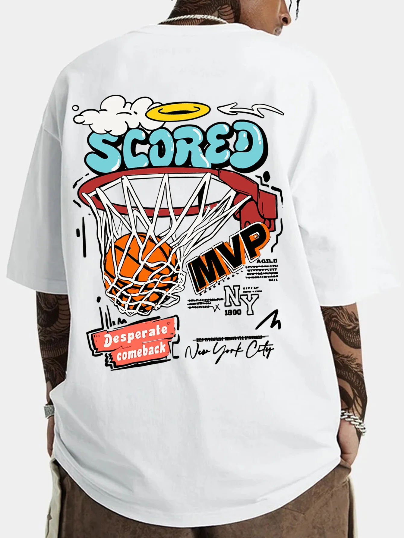 Stylish Streetball Tee Featuring 