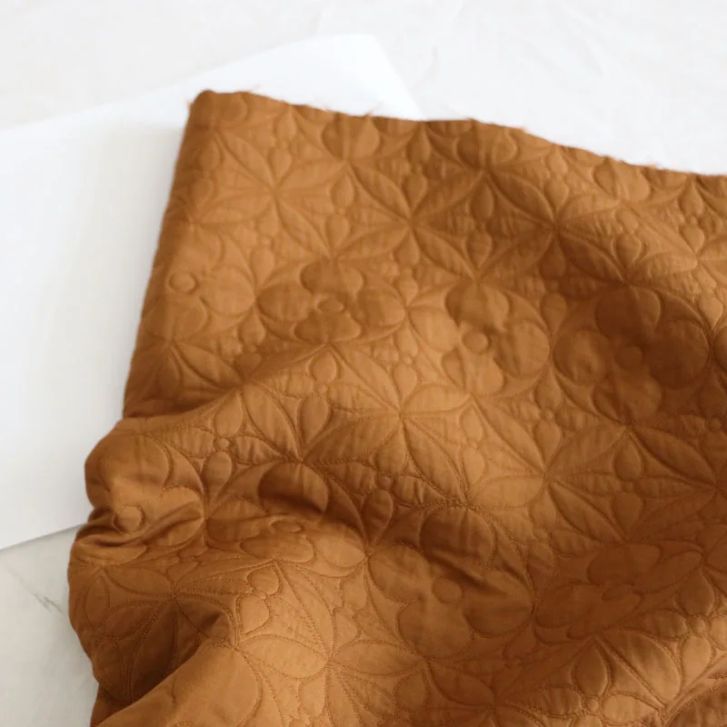 

Korean Style Caramel Color Solid Color Casual Flower Three-in-One Jacquard Fashion Fabric Fabric DIY