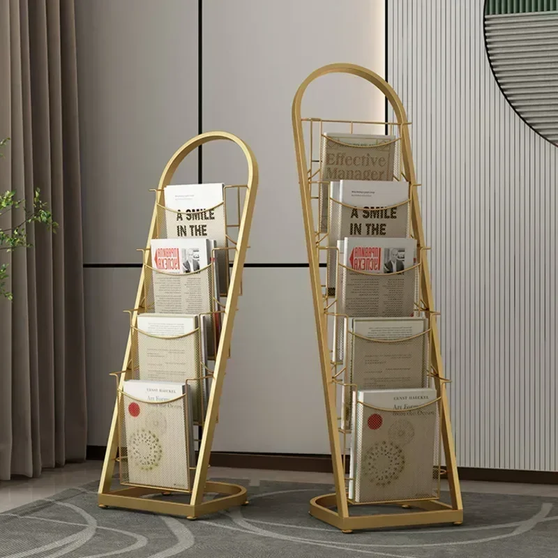 

Light Luxury Magazine Rack Front Desk Publicity Material Display Office Floor Newspaper Stand Stylish Organizer Display Stand