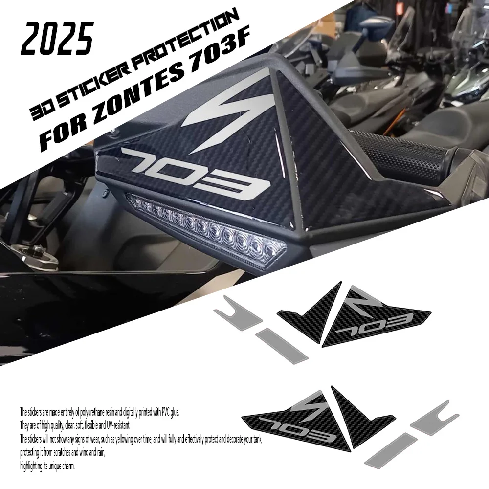 

Motorcycle Front Door Handle Protection 3D Resin Stickers for Zontes 703F 2025 703 F Accessories Handguard Stickers