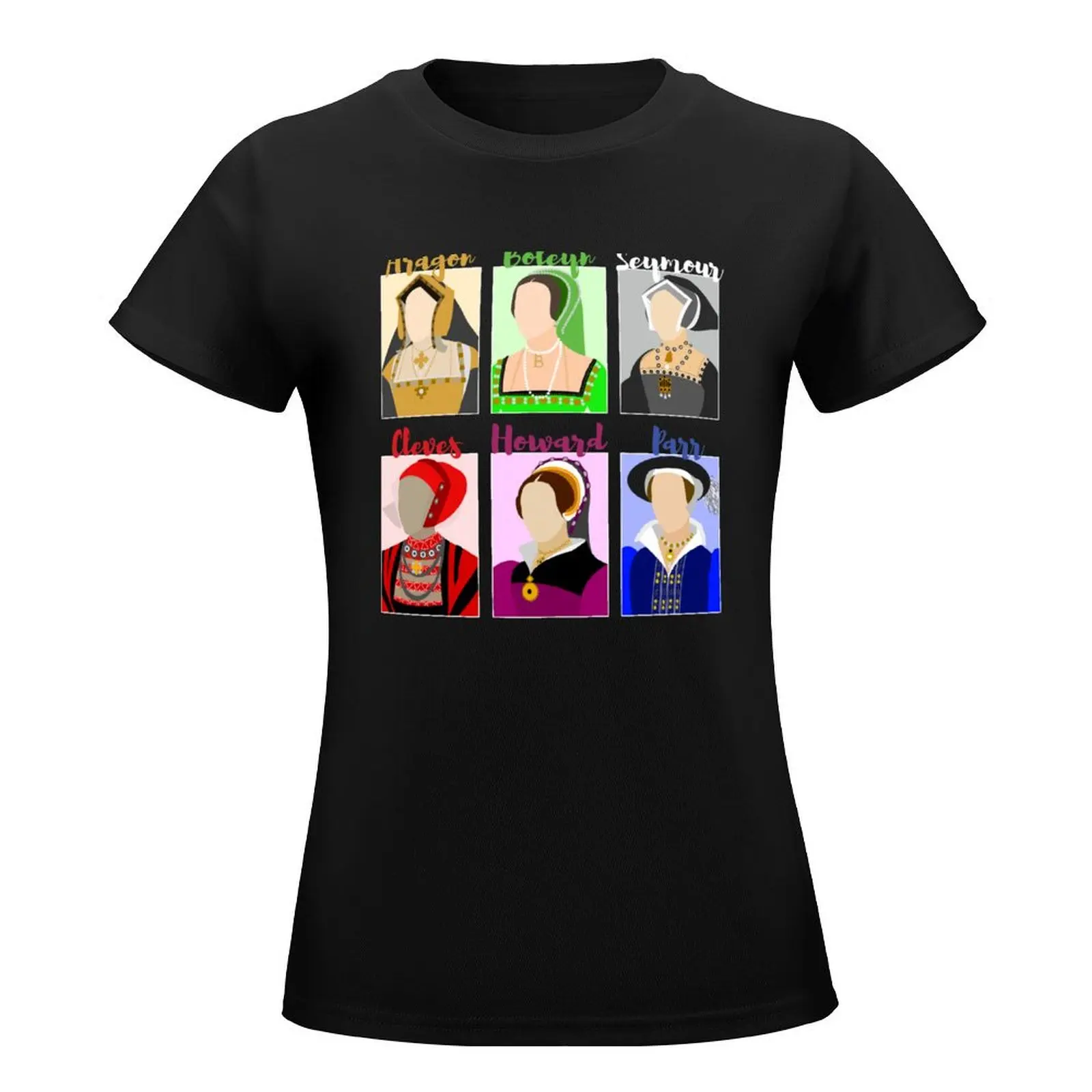 Six: The Musical Queens Portraits - Aragon, Boleyn, Seymour, Cleves, Howard, Parr T-Shirt cute clothes summer blouses woman 2024