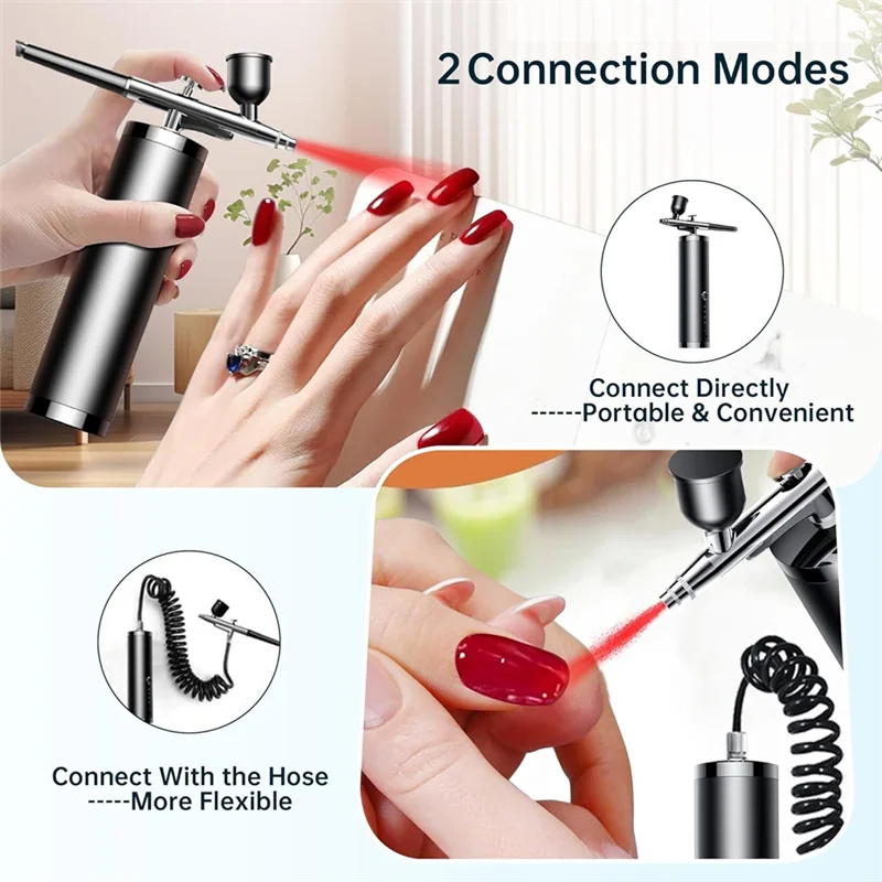 AC39-Airbrush Set Portable Airbrush With Compressor Handheld Airbrush Set Ideal For Complex Tasks Such As Tattoos/Manicures