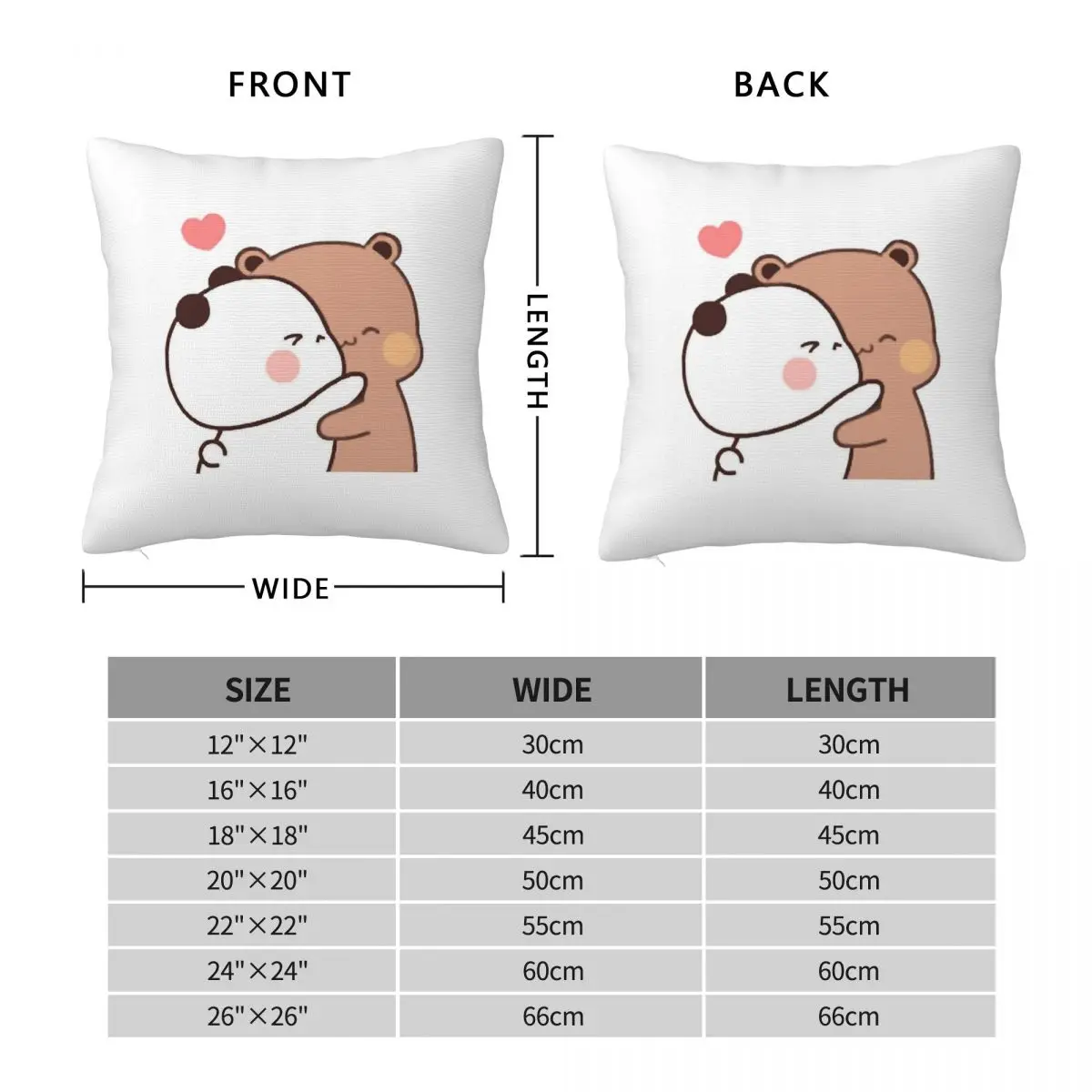 Bubu Dudu Bear Panda Square Pillowcase Polyester Linen Velvet Creative Zip Decorative Throw Pillow Case Room Cushion Cover