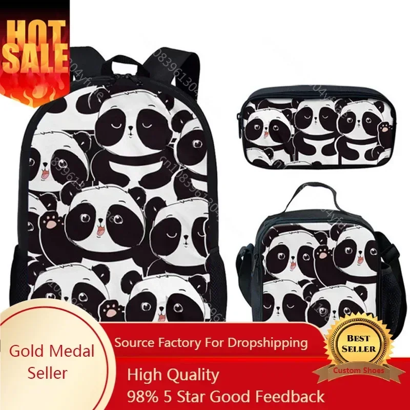 Cartoon Baby Panda Print School Bags for Teenage Girls Boys Back Pack Campus Kids Backpacks for Children Schoolbags Rucksack