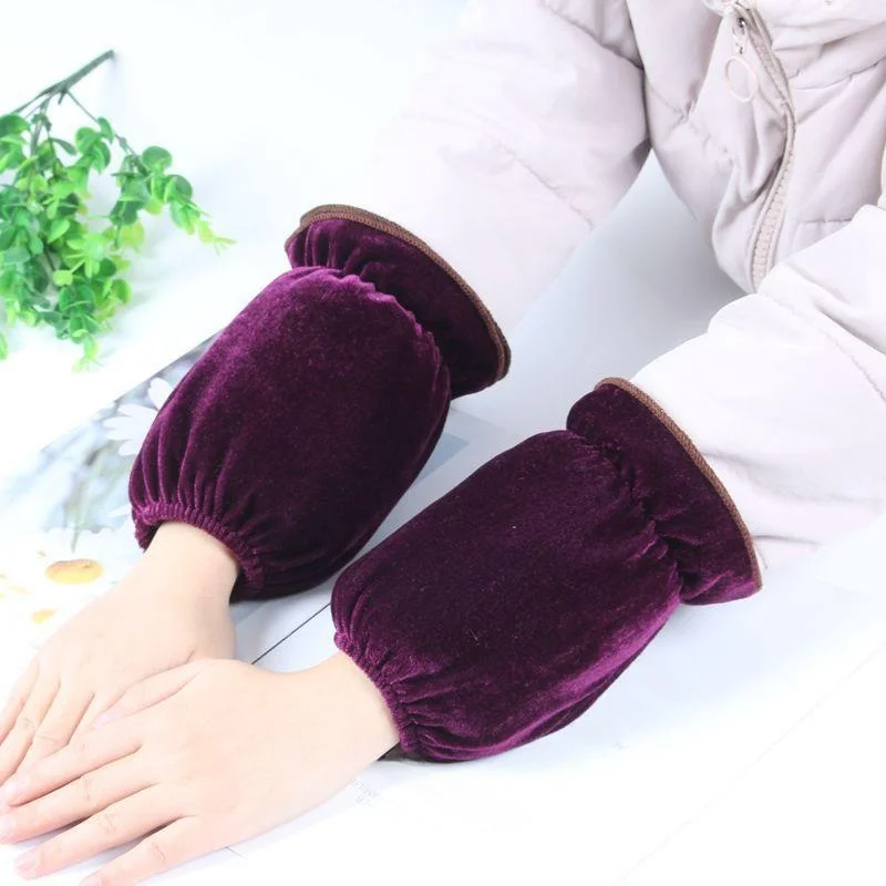 

Фиолетовые защитные перчатки-нарукавники для женщин: эстетичные, для офиса, от грязи, для студентов, с оборками