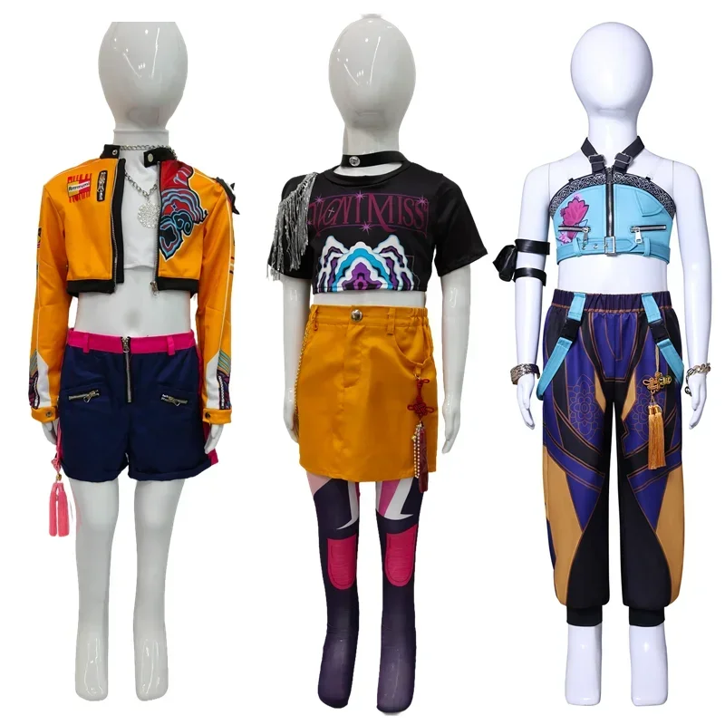 

Kids Kpop Demon Rumi Zoey Mira Cosplay Hunters Huntrix Costume Girls Group Idol Role play Halloween Carnival Party Outfit Suit