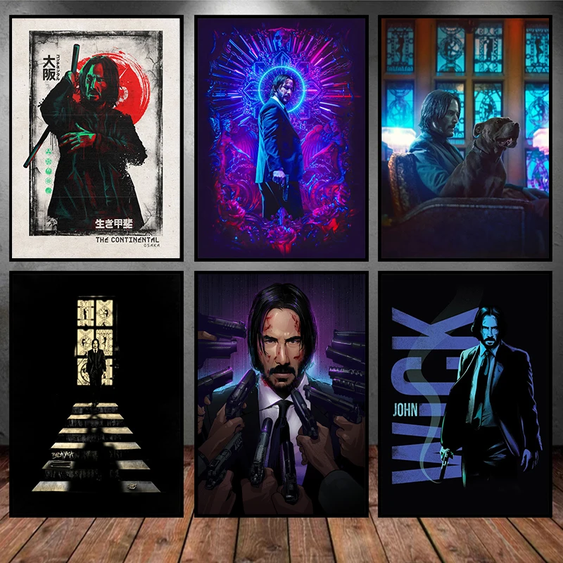 John Wick Poster Classic Movie Series Character Wall Art Picture Canvas Print for Living Room Home Decoration Painting Cuadros